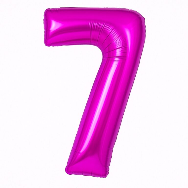 Number 7 foil balloon – deep pink, 40″