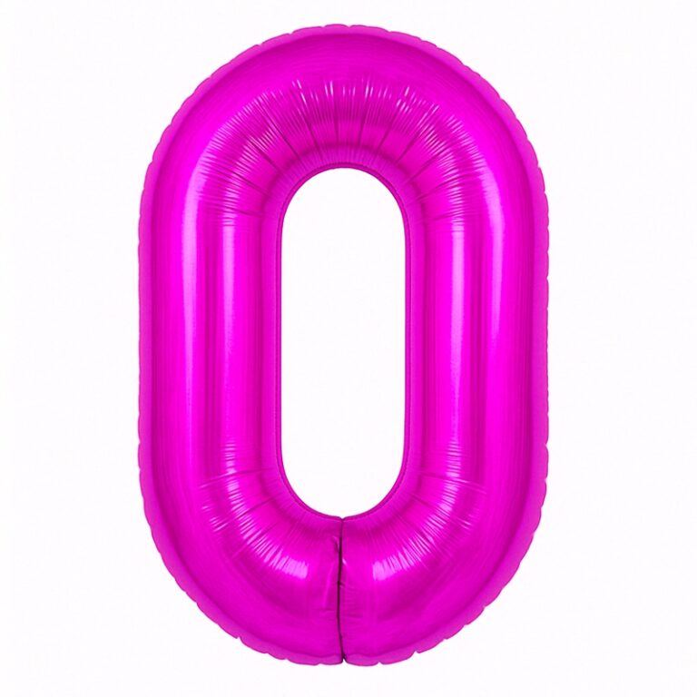 Number 0 foil balloon – deep pink, 40″
