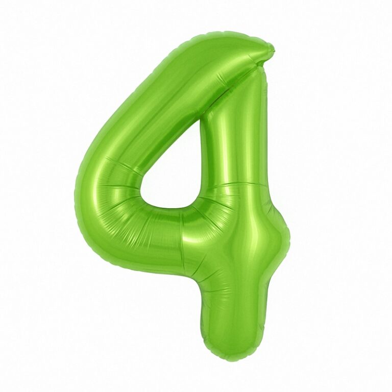 Фольгированная цифра 4 — светло-зелёный, 40″