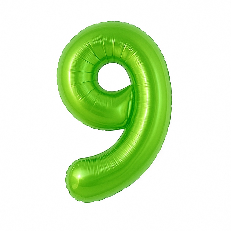 Number 9 foil balloon – light green, 40″