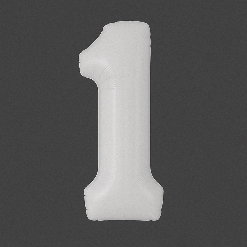 Number 1 foil balloon – white, 40″