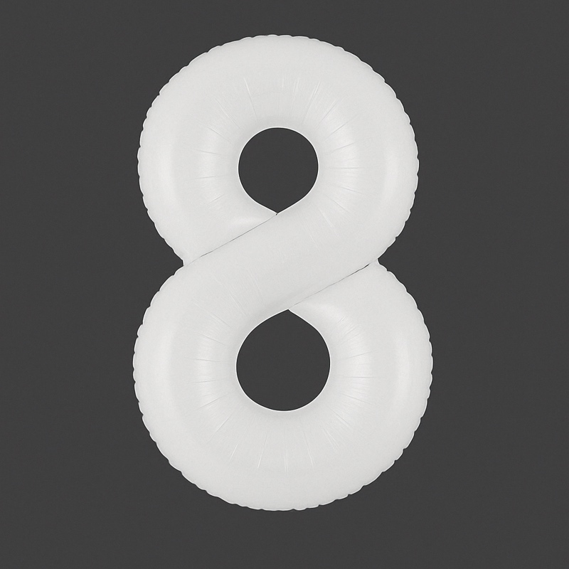 Number 8 foil balloon – white, 40″