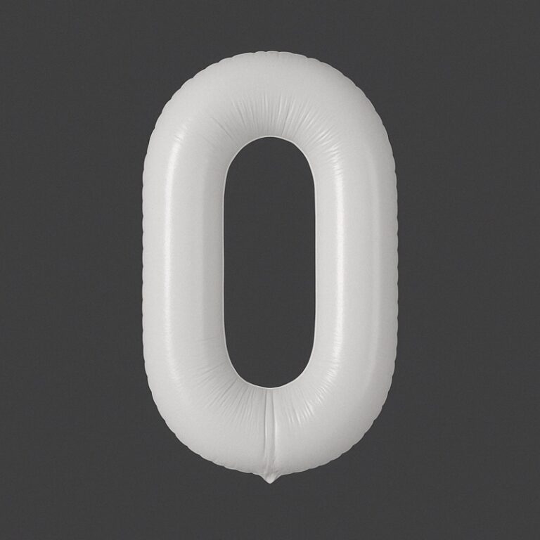 Number 0 foil balloon – white, 40″