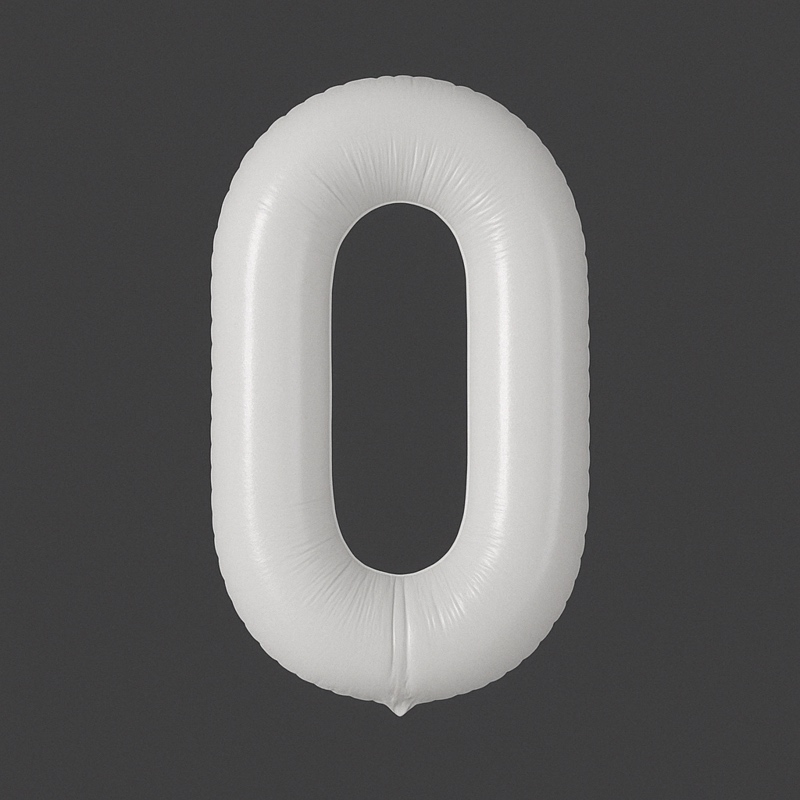 Number 0 foil balloon – white, 40″