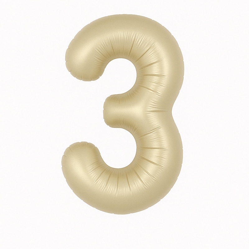 Number 3 foil balloon – cream white, 40″