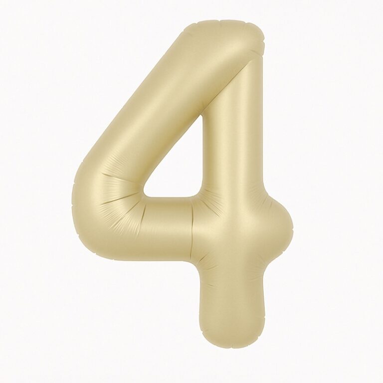 Фольгированная цифра 4 — молочно-белый, 40″