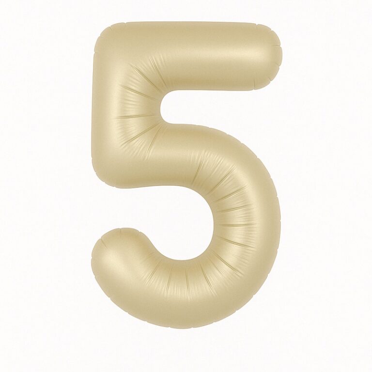 Number 5 foil balloon – cream white, 40″