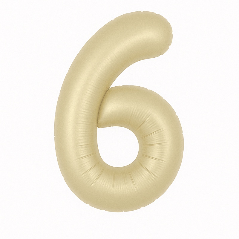 Number 6 foil balloon – cream white, 40″