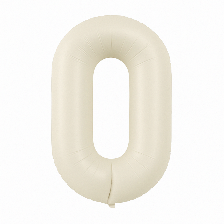 Number 0 foil balloon – cream white, 40″