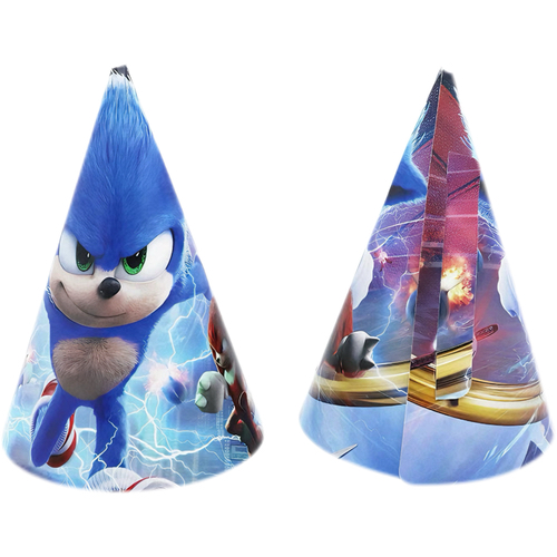 Sonic paper party hats, 6 pieces