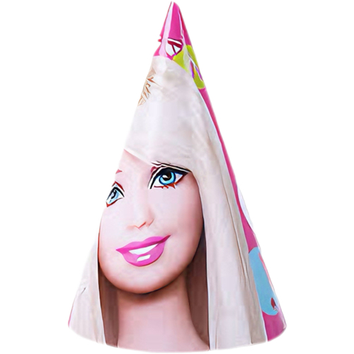 Barbie paper party hats, 6 pieces