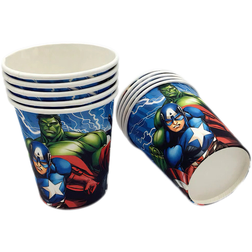 Superheroes paper cups, 10 pieces
