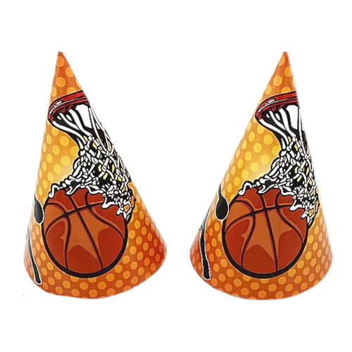 Basketball paper party hats, 6 pieces
