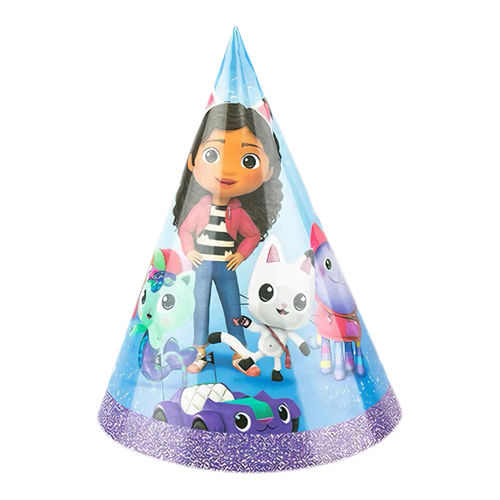 Gabby's Dollhouse paper party hats, 6 pieces