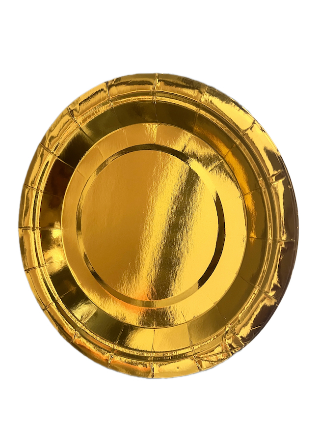 Gold metallic paper plates, 18 cm, 10 pieces