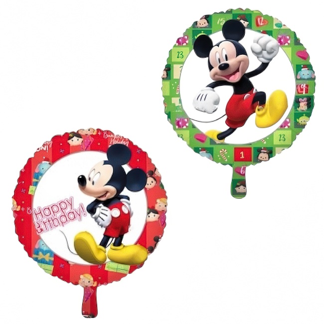 Круглый фольгированный шар – Микки Маус, красный, 18″