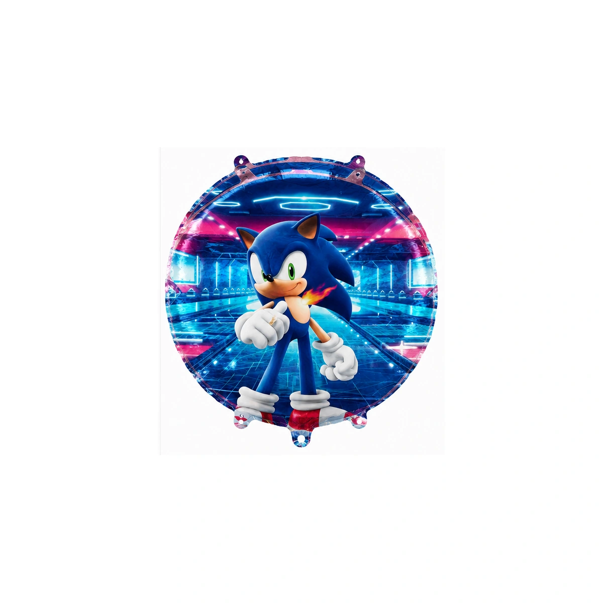 Okrugli folijski balon – Sonic s neonskim prstenom, 18″