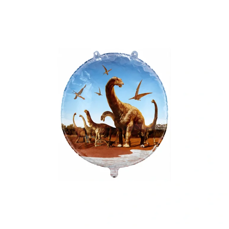 Round Jurassic Park dinosaur foil balloon, 18″