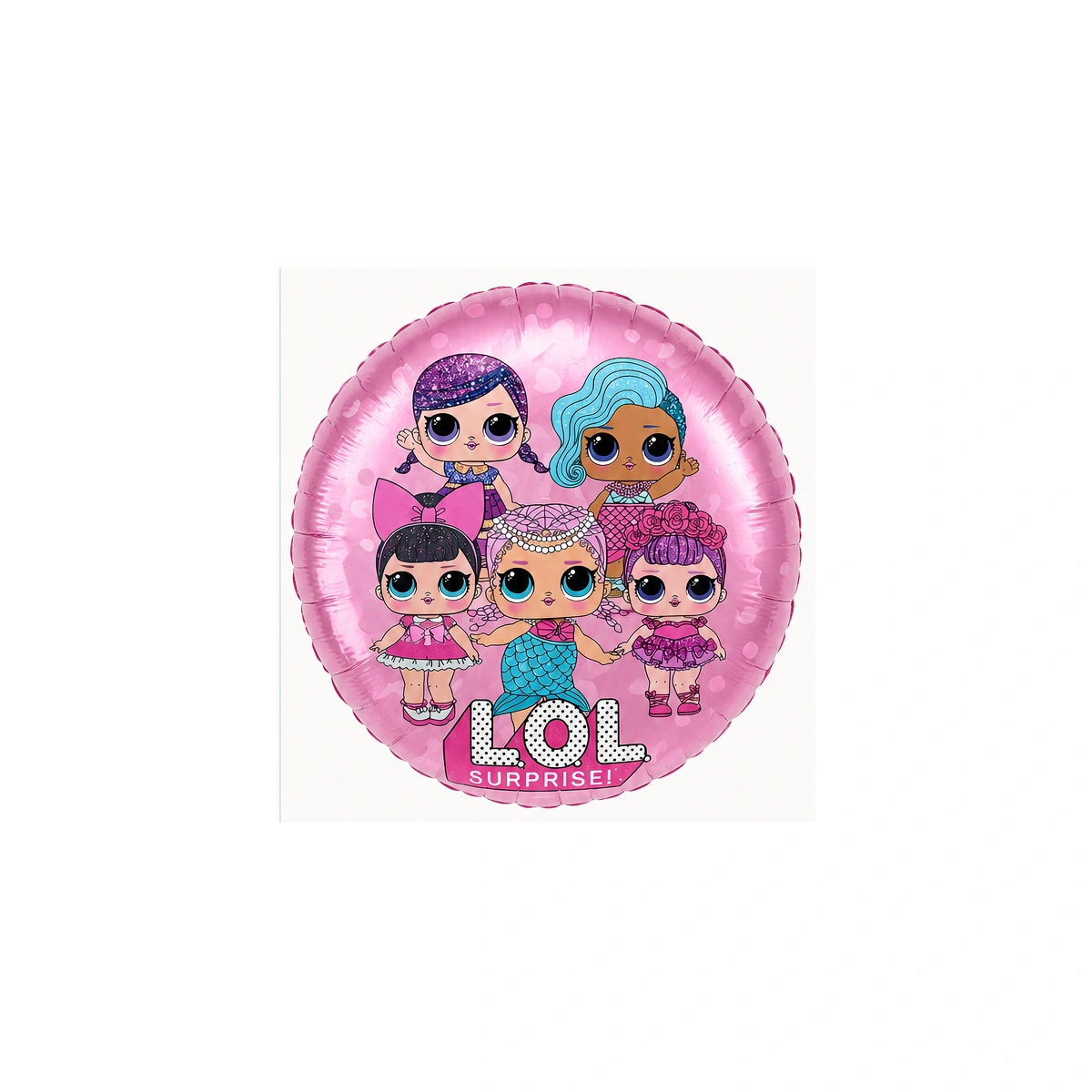 Круглый фольгированный шар – LOL, розовый, 18″