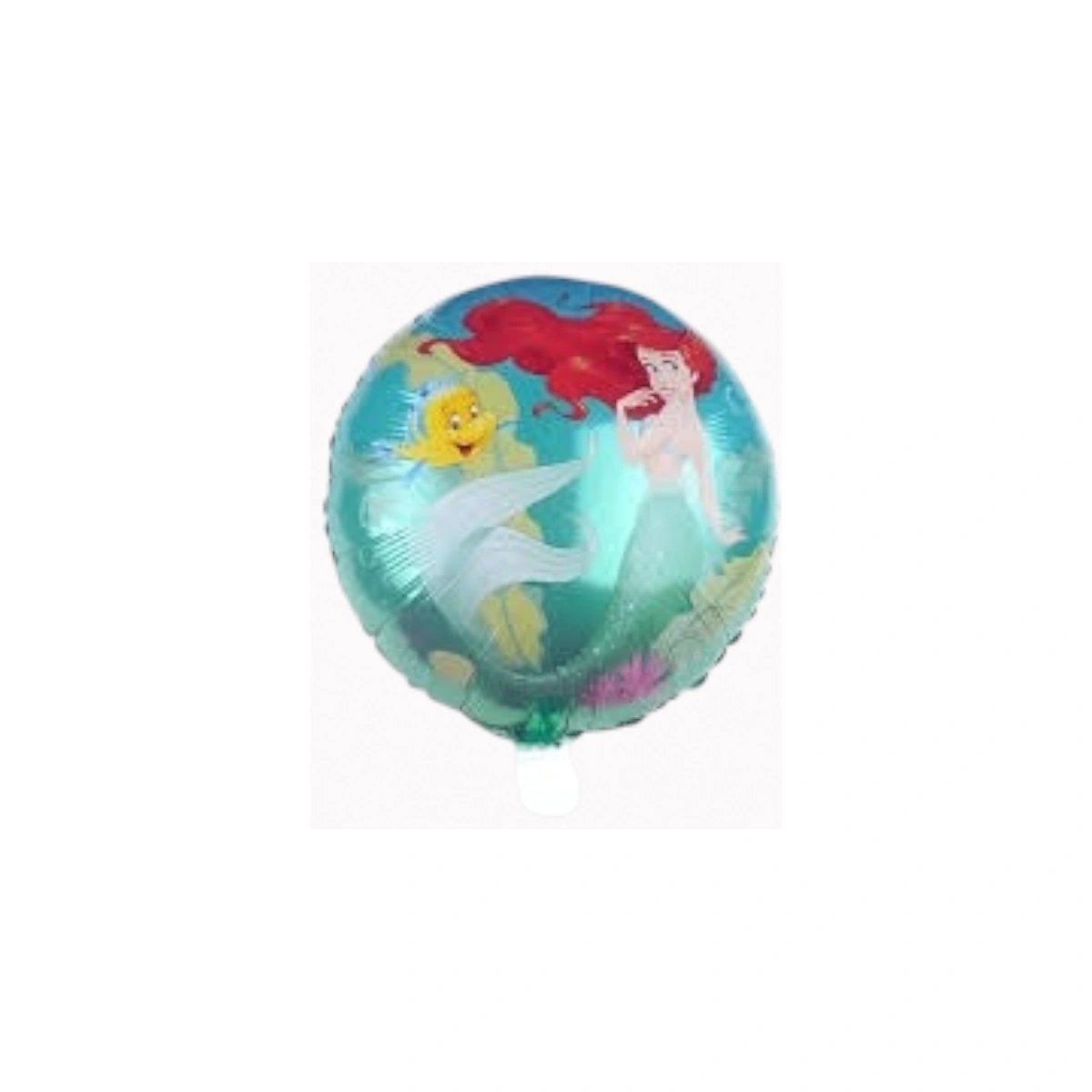 Round Ariel and Flounder foil balloon – light blue, 18″