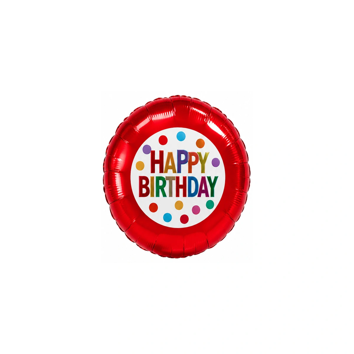 Okrugli folijski balon Happy Birthday – crveni s tufnama, 18″