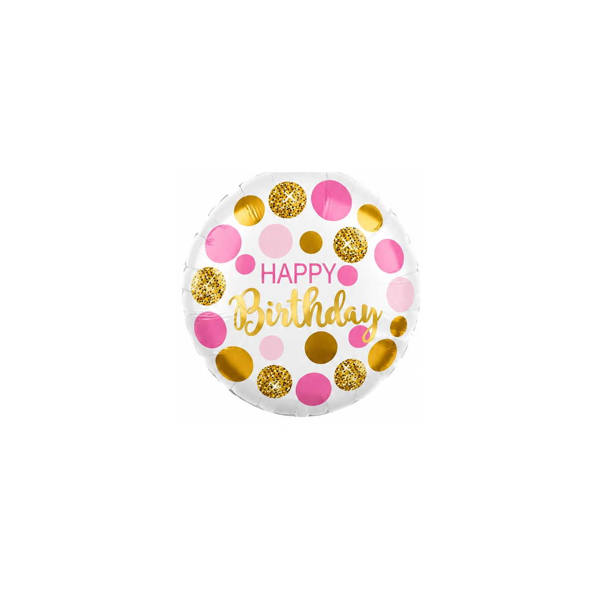 Round foil balloon – pink and gold dots, 18″