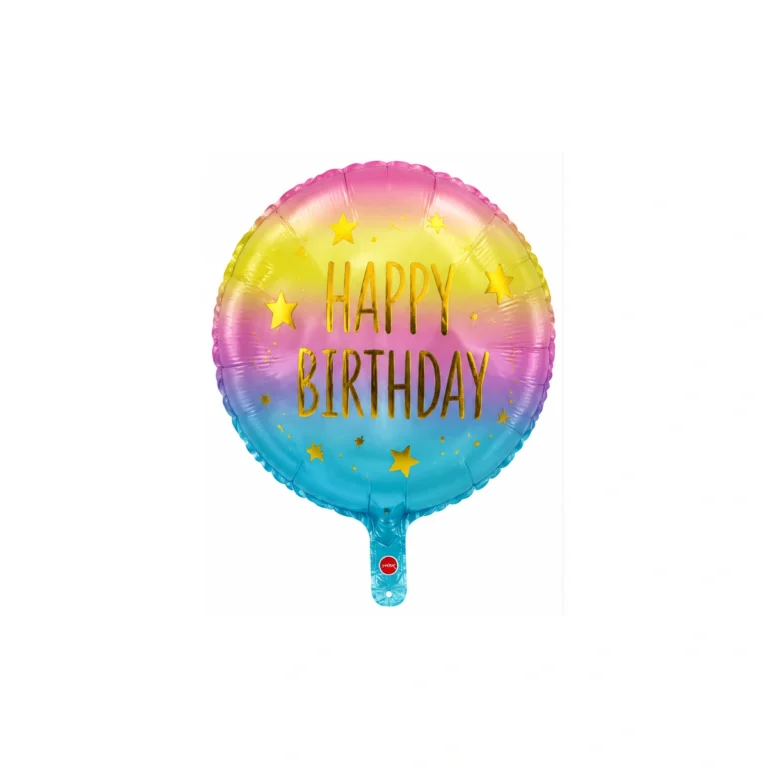Round Happy Birthday foil balloon – ombre, 18″