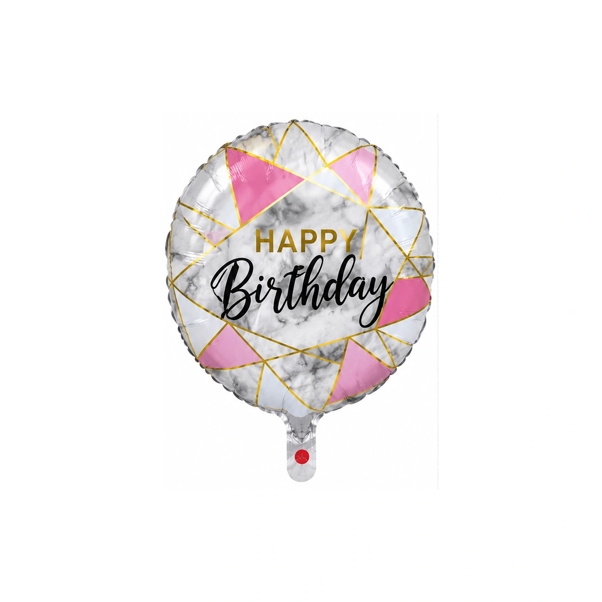 Круглый фольгированный шар Happy Birthday – геометрический узор, 18″