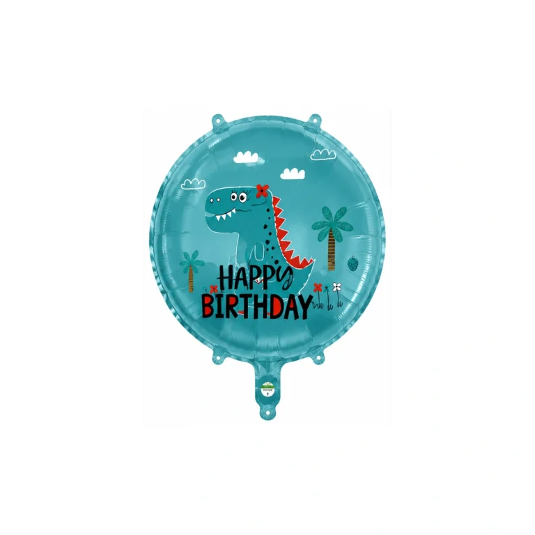Round foil balloon – Happy Birthday dinosaur, 18″