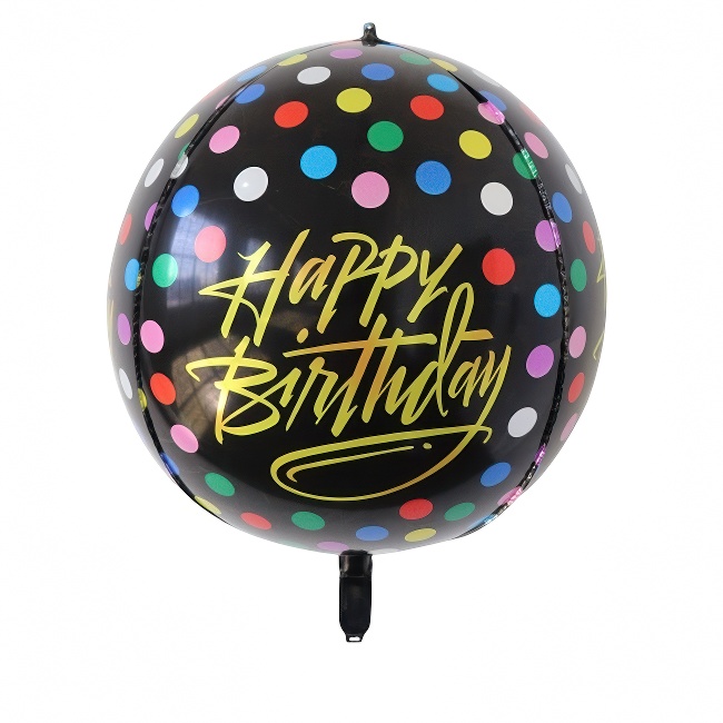 4D foil balloon – Happy Birthday, black