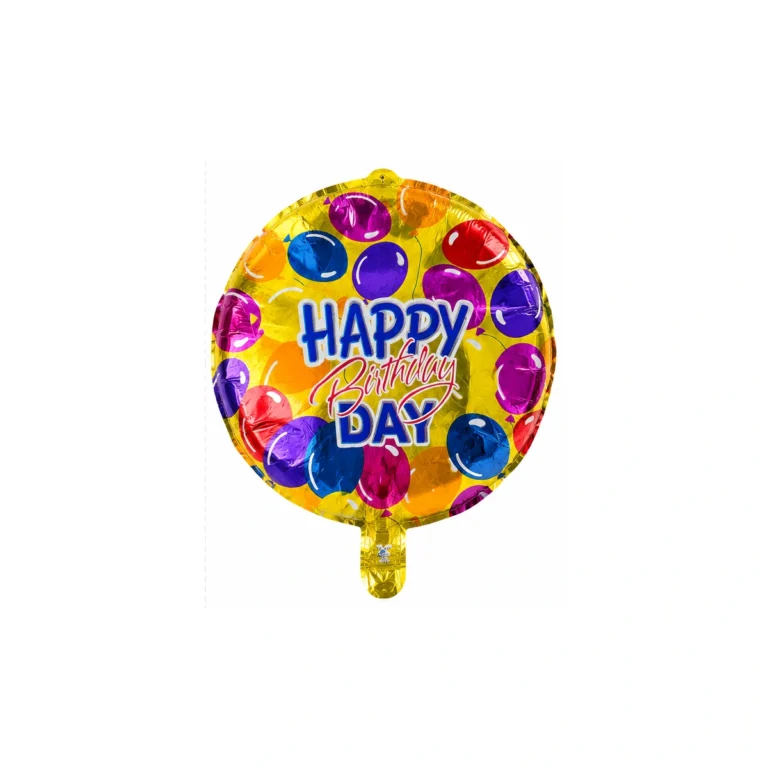 Happy Birthday Day foil balloon – gold, 18″