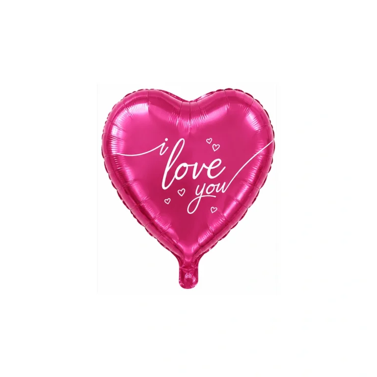Heart-shaped foil balloon – Love You, pink, 18″