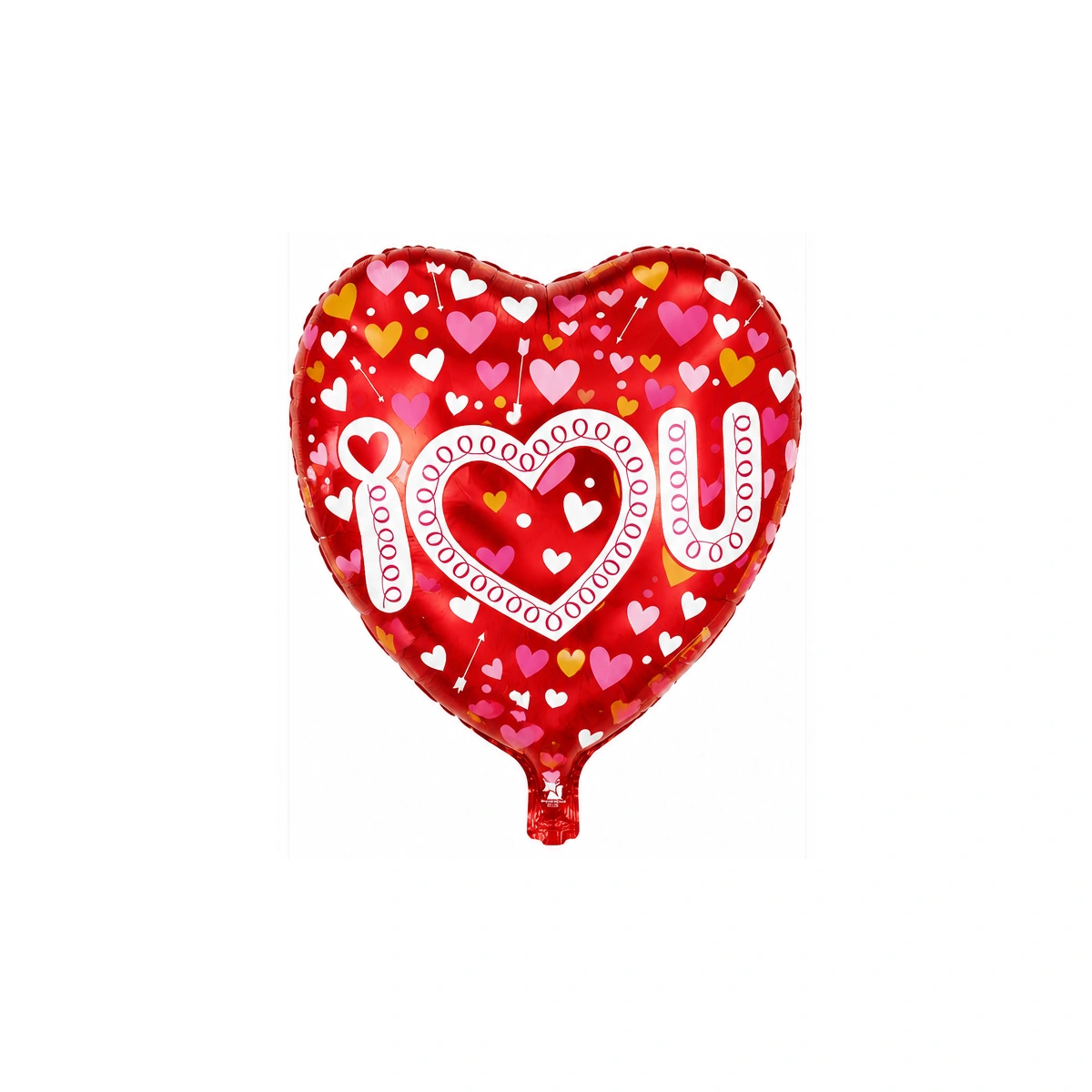 Фольгированный шар-сердце – I Love U, сердечки и стрелы, 18″