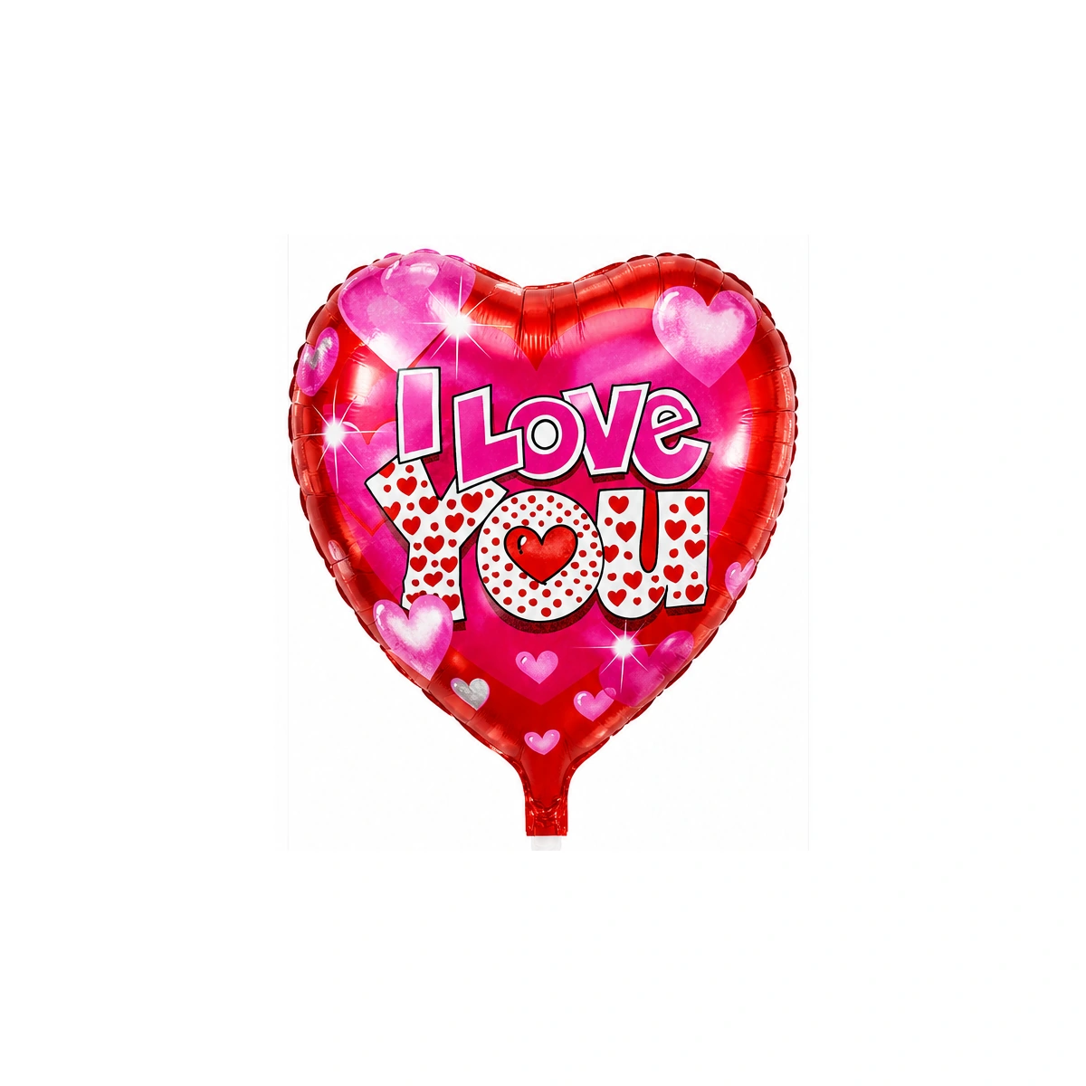 Фольгированный шар-сердце – I Love You, розовые и белые сердечки, 18″