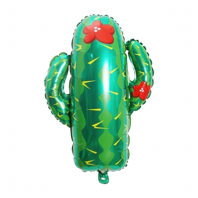 Foil balloon – cactus with red flowers