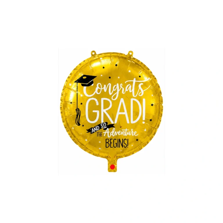 Круглый фольгированный шар Congrats Grad – золотой, 18″