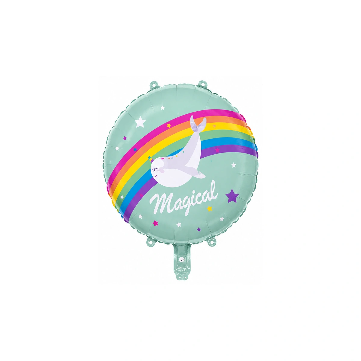 Round foil balloon – unicorn and rainbow, 22″