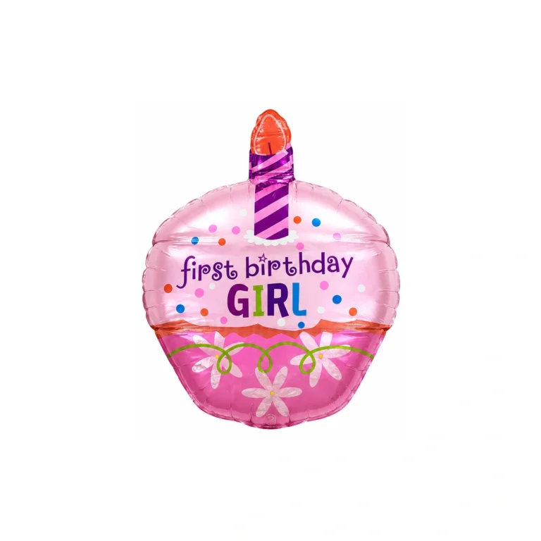 Foil balloon – girl's first birthday cupcake