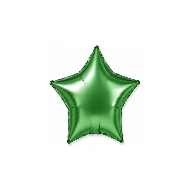 Star-shaped foil balloon – green satin, 18″