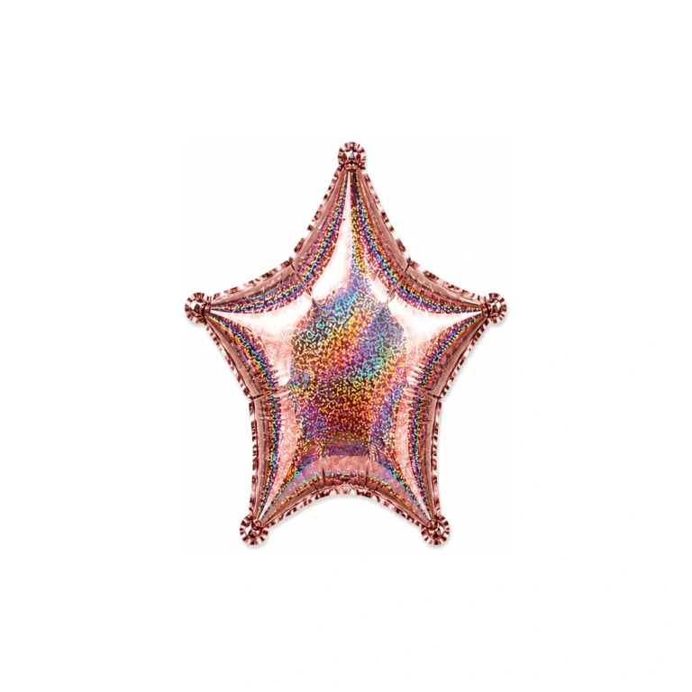Star foil balloon – rose gold glitter, 18″