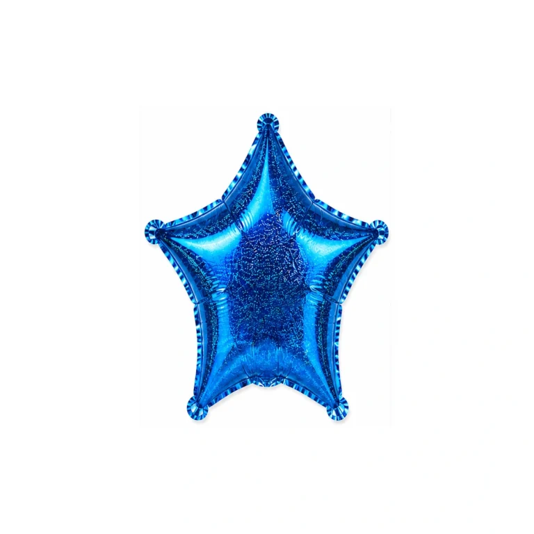 Star-shaped foil balloon – blue glitter, 18″