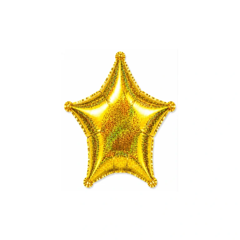 Star-shaped foil balloon – gold glitter, 18″