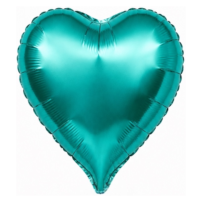 Heart foil balloon – turquoise satin, 18″