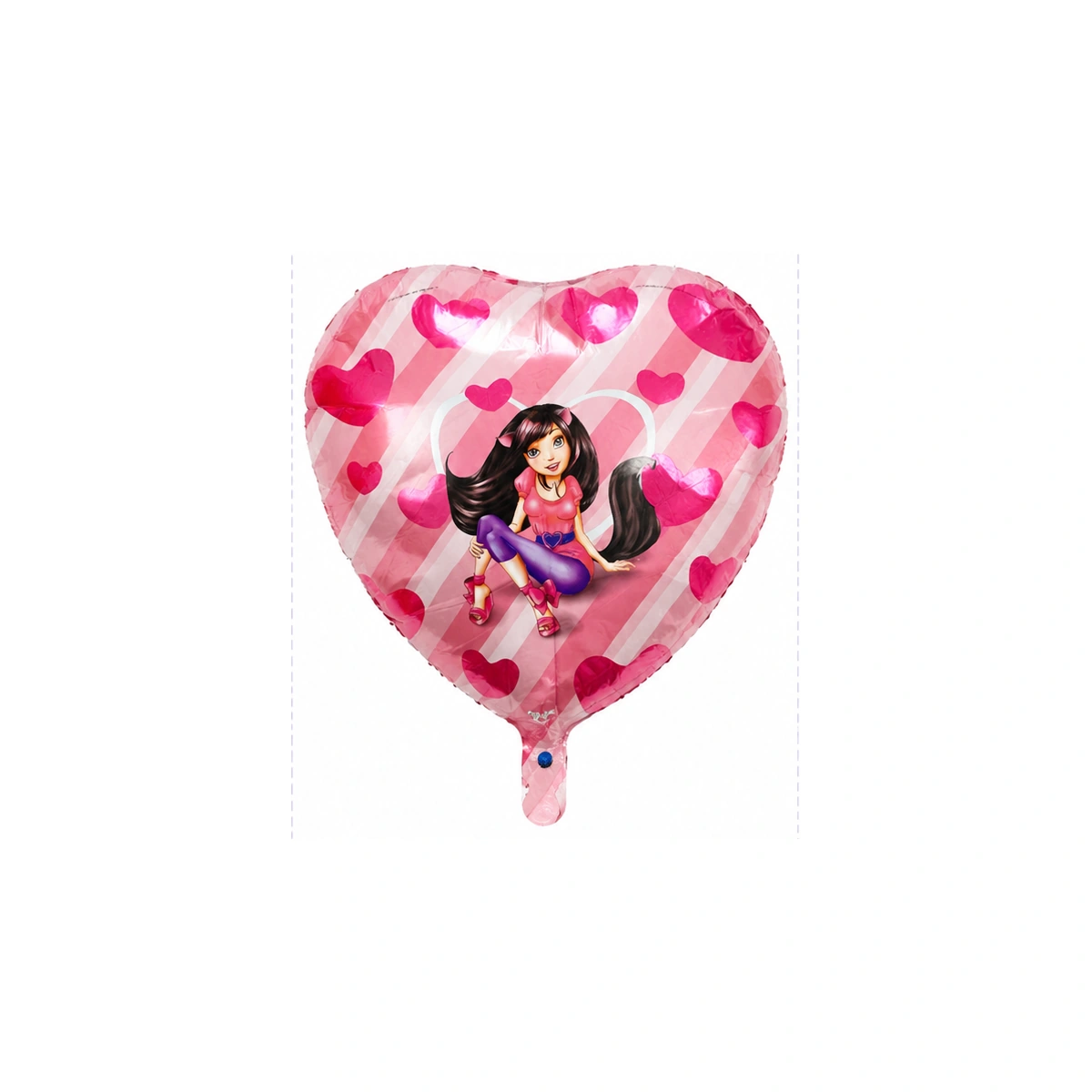 Heart-shaped foil balloon – girl and hearts, 18″