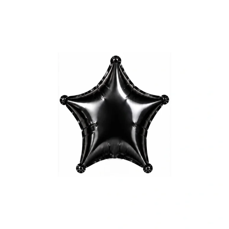 Star-shaped foil balloon – black, glossy, 18″