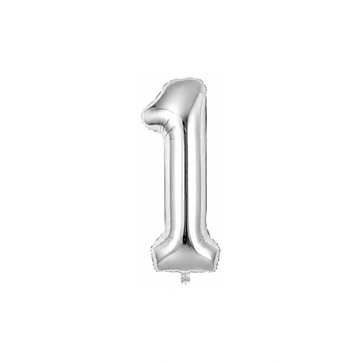 Number 1 foil balloon – glossy silver, 40″