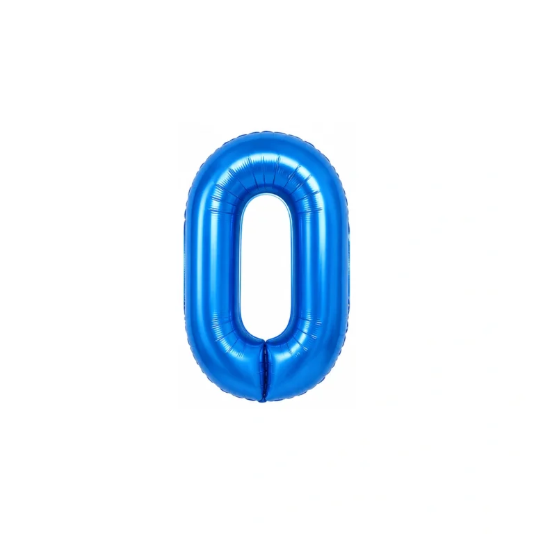 Number 0 foil balloon – glossy blue, 40″