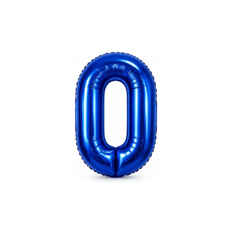 Number 0 foil balloon – glossy dark blue, 40″