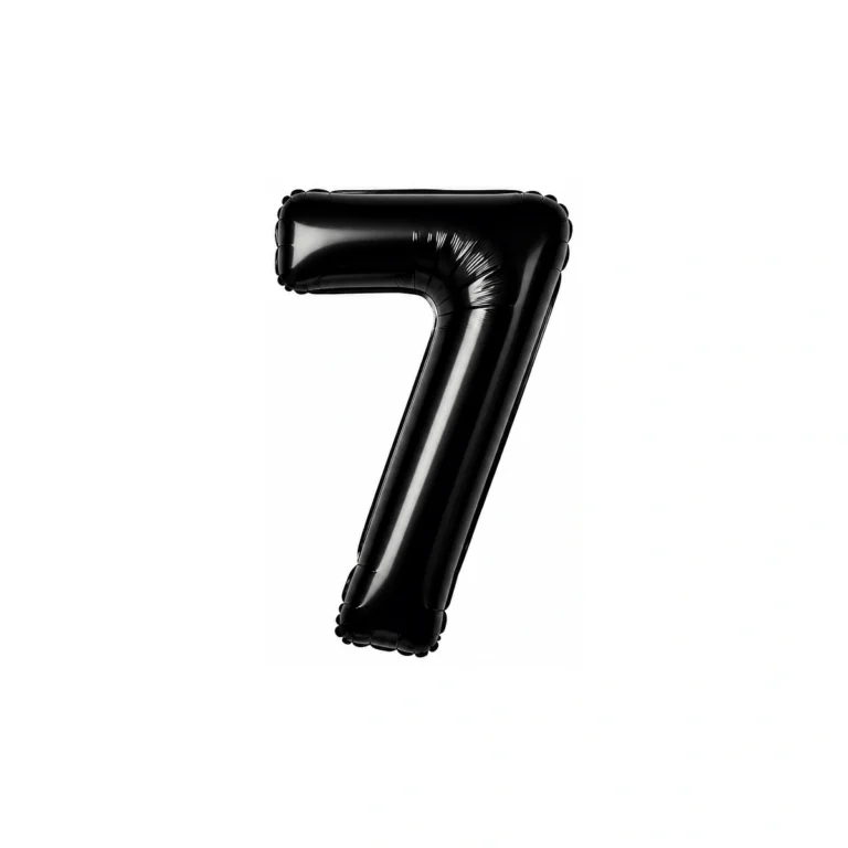 Number 7 foil balloon – glossy black, 40″
