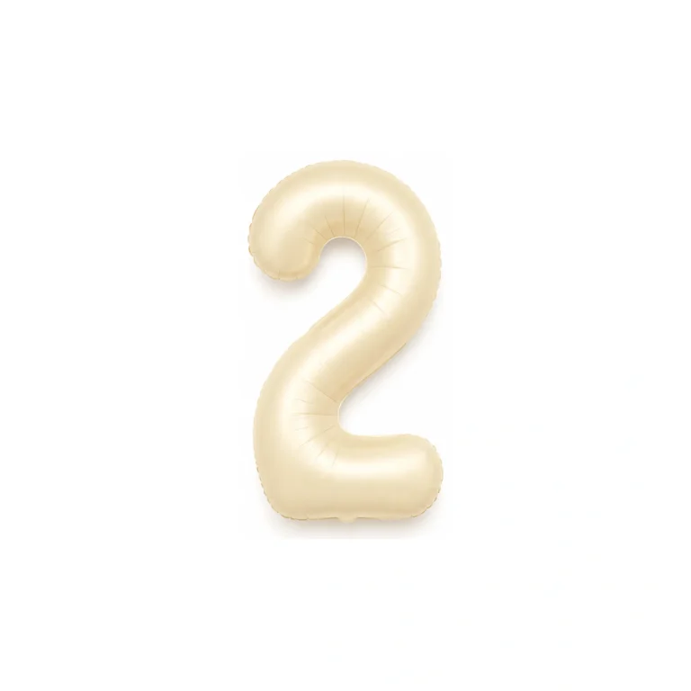 Number 2 foil balloon – cream white satin, 40″